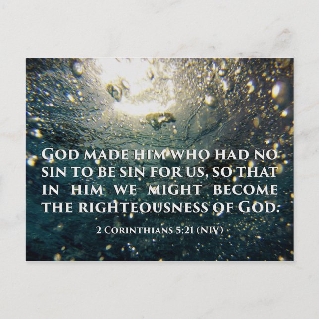 Righteous of God 2 Corinthians 5:21 Scripture Art Holiday Postcard (Front)