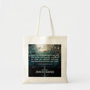Righteous of God 2 Corinthians 5:21 Scripture Art Tote Bag