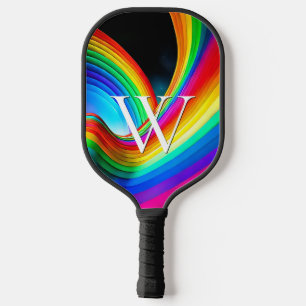 Righteous Rainbow Trendy Cool Monogram Pickleball Paddle