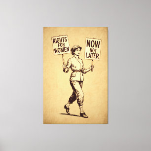 Rights for Women, Vintage Feminist Suffragette Art Canvas Print