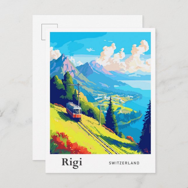 Rigi Switzerland Travel Art Vintage Illustration Postcard (Front/Back)