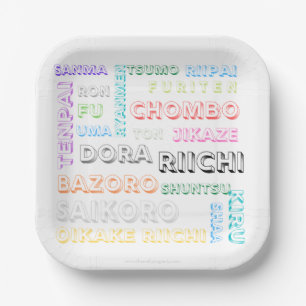 Riichi mahjong paper plate - one font, many colors