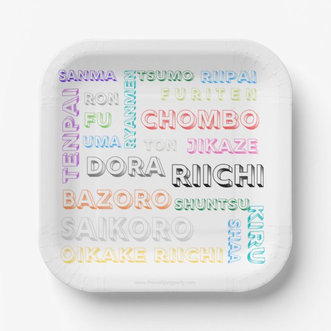 Riichi mahjong paper plate - one font, many colour (Front)