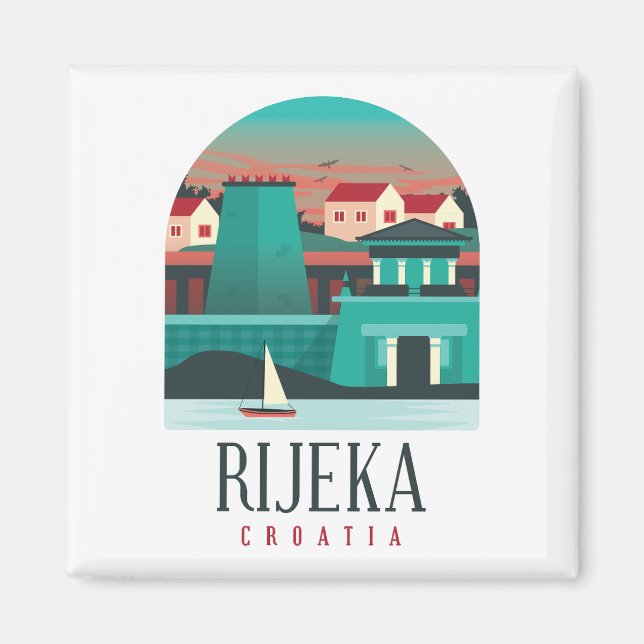 Rijeka Croatia Vintage Minimal Magnet (Front)