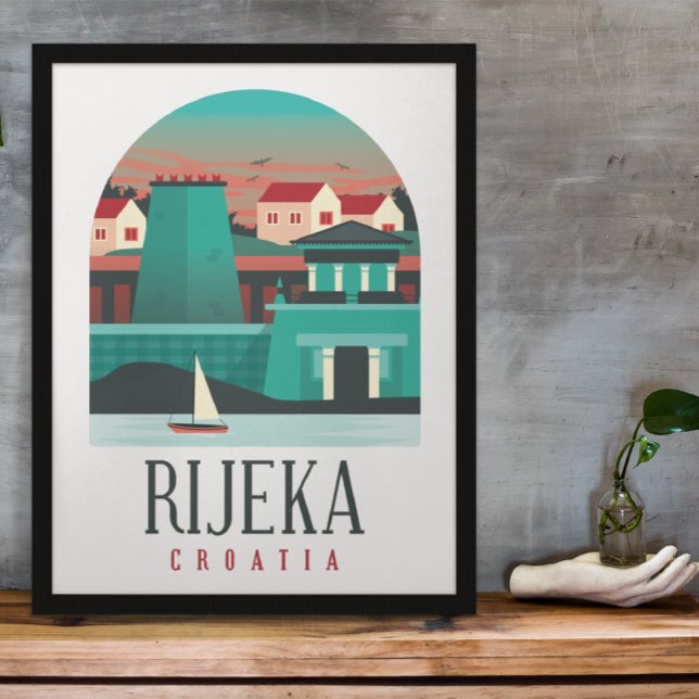 Rijeka Croatia Vintage Minimal Poster (Rijeka Croatia Vintage Travel Poster)