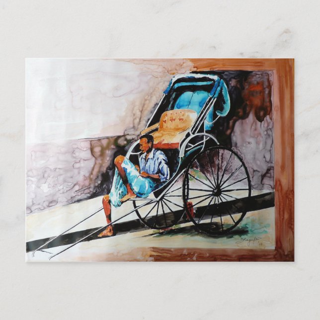 rikshaw puller postcard (Front)