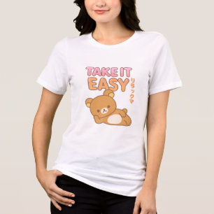 Rilakkuma "TAKE IT EASY" Cute T-Shirt Relaxing, Tri-Blend Shirt