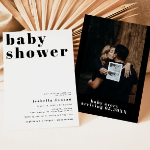 RILEY Bold Bohemian Retro Photo Baby Shower Invitation