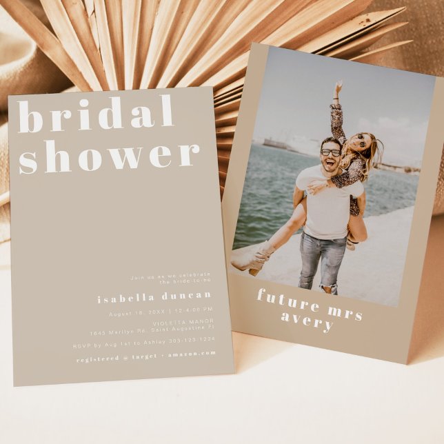 RILEY Bold Boho Retro Beige Cream Bridal Shower Invitation (Creator Uploaded)