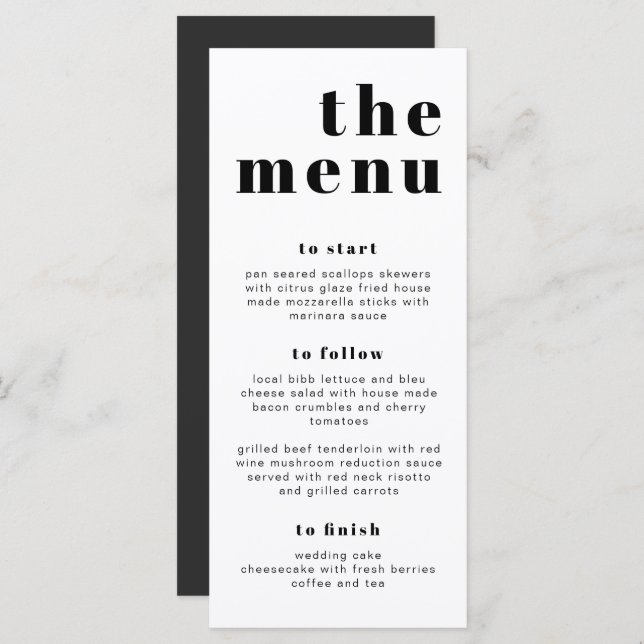 RILEY Bold Modern Retro Long Let's Eat Menu Card (Front/Back)