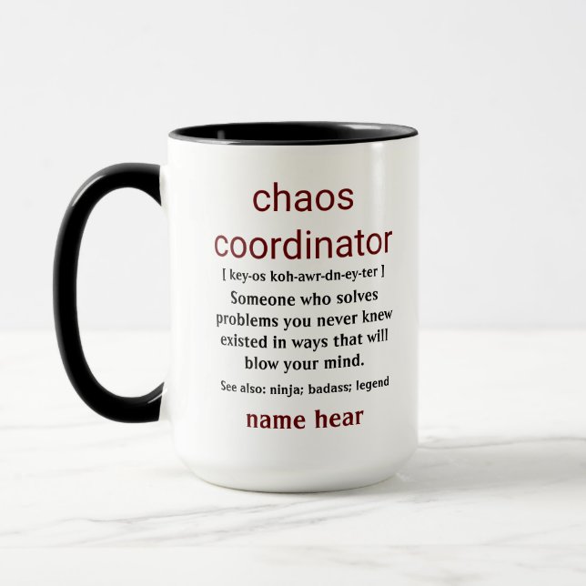 RILEY Chaos Coordinator Definition Office Coworker Mug (Left)