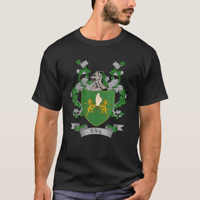 Riley Coat Of Arms | Riley Surname Family Crest T-Shirt (Front)