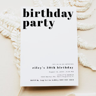RILEY Modern Bold Contemporary Birthday Party Invitation
