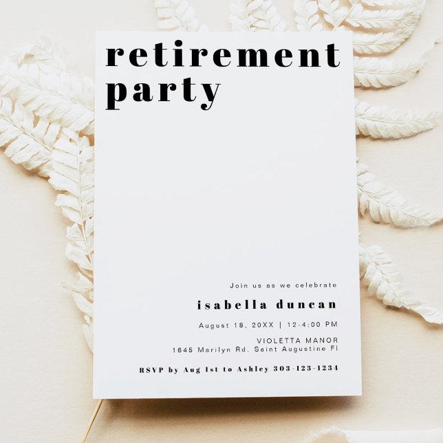 RILEY Modern Bold Contemporary Retirement Party Invitation (Creator Uploaded)