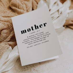 RILEY Modern Cute Mother Definition Mother's Day Card