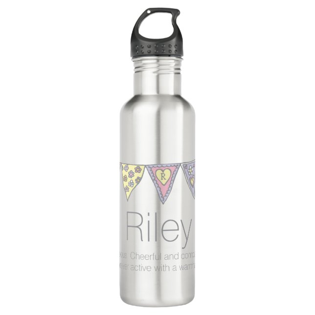 Riley name meaning bunting drinks bottle (Front)