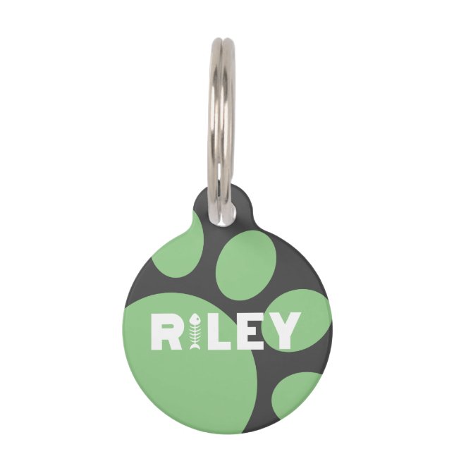Riley Paw Print Cat Pet ID Tag (Front)