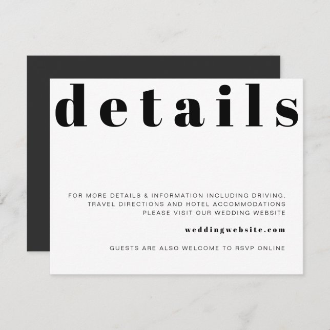 RILEY Retro Bold Modern Wedding Details Card (Front/Back)
