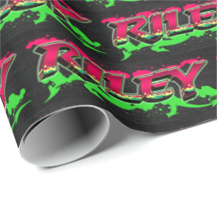 Riley Vorname Name Graffiti red green Wrapping Paper