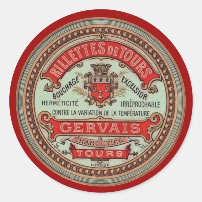 Rillettes de Tours vintage French food label (Front)