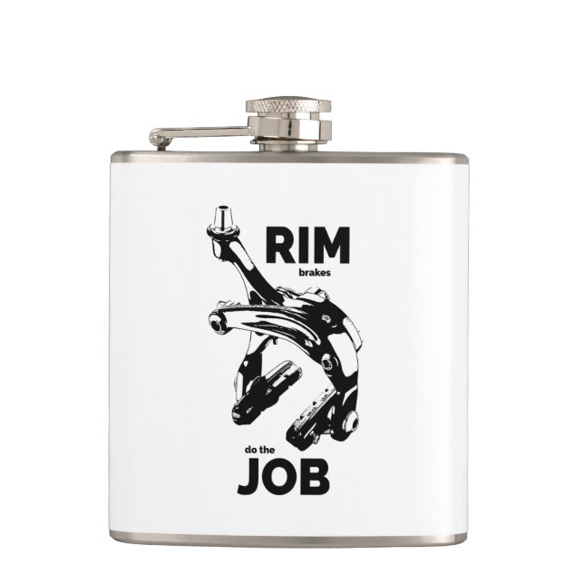 Rim Brakes Do The Job Cycling Hip Flask (Front)