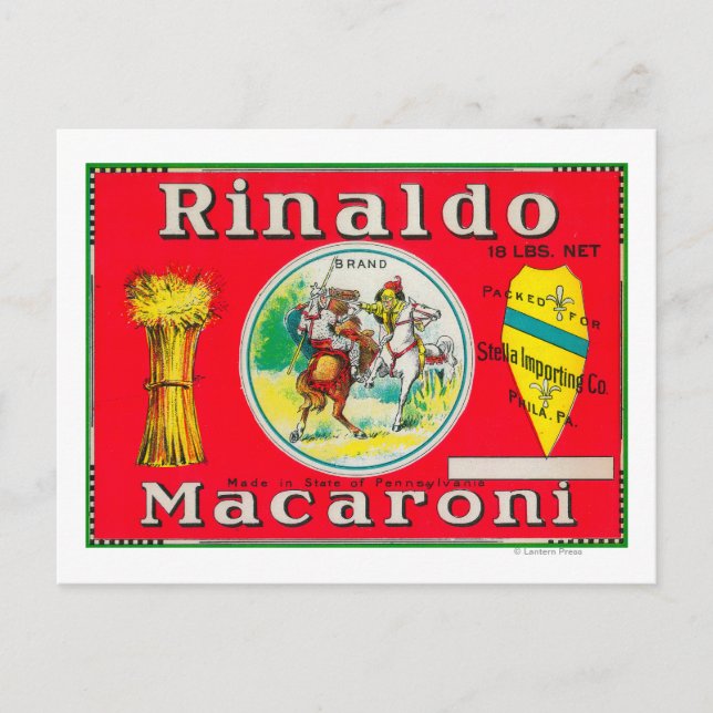 Rinaldo Macaroni LabelPhiladelphia, PA Postcard (Front)