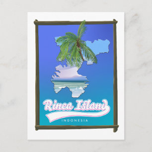 Rinca island Indonesia travel map Holiday Postcard