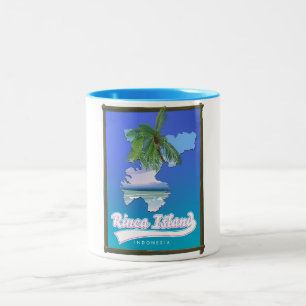 Rinca island Indonesia travel map Two-Tone Coffee Mug