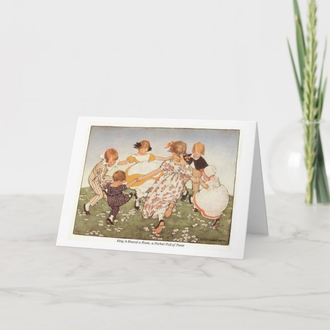 Ring A-Round a Rosie Nursery Rhyme Birthday Card (Front)