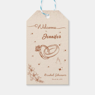 Ring and Floral Hand Drawn Bridal Shower Gift Tags