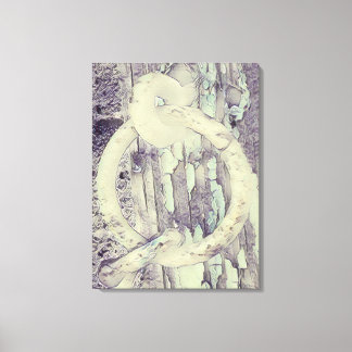 ring and hook antique lock in charcoal style canvas print