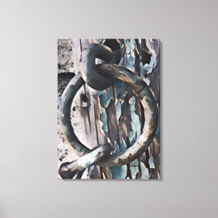 ring and hook antique lock in pen and ink style canvas print
