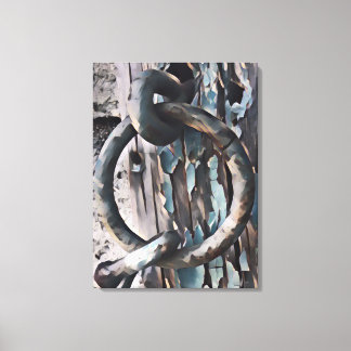 ring and hook antique lock in pen and ink style canvas print