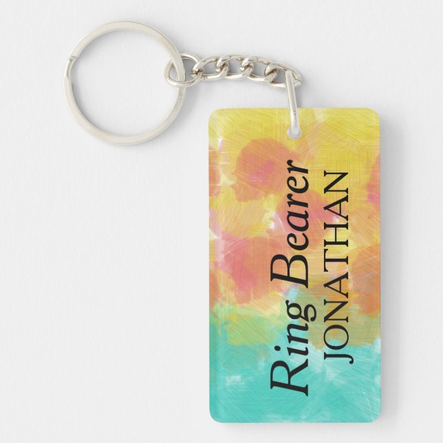 Ring Bearer Artsy Watercolor Key Ring (Front)