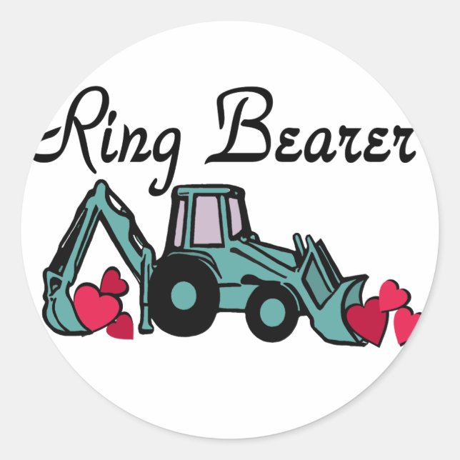 Ring Bearer Backhoe Classic Round Sticker (Front)