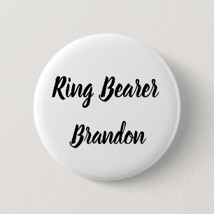 Ring Bearer Black Custom Name Gifts Wedding  6 Cm Round Badge