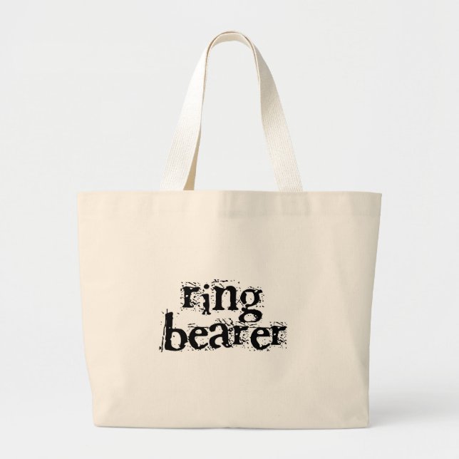 Ring Bearer Black Text Large Tote Bag (Front)