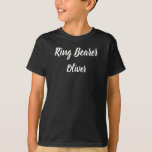 Ring Bearer Black White Custom Name Wedding T-Shirt<br><div class="desc">Beautiful calligraphy,  black and white Ring Bearer t-shirt. Add your name. Perfect for Wedding party.  You can personalise with your name.</div>
