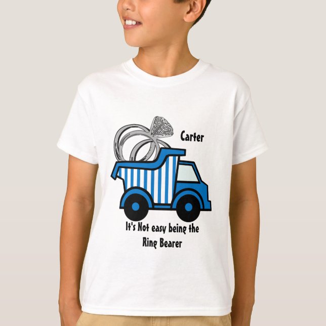 Ring Bearer Blue Dump Truck T-Shirt (Front)