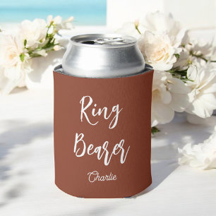 Ring Bearer Brown Wedding Can Cooler