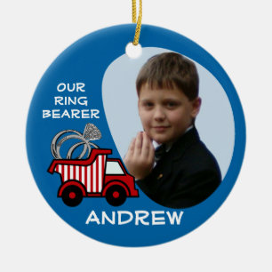 Ring Bearer Dump Truck Photo Ceramic Tree Decoration