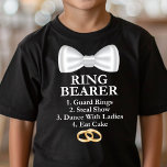 Ring Bearer Duties Funny Wedding T-Shirt<br><div class="desc">Get your little ring bearer ready for the big day with this funny and cute t-shirt outlining his important duties! This playful tee is perfect for boys who are excited to play their part in the wedding ceremony. The design features a checklist of ring bearer duties, making it a fun...</div>