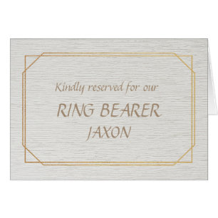 RING BEARER Gold and White Place Name Card