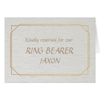 RING BEARER Gold and White Place Name Card