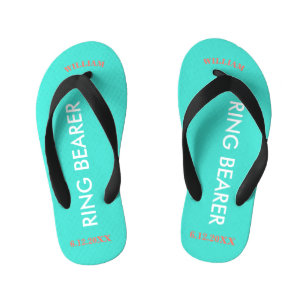 Ring Bearer NAME Turquoise Blue Kid's Jandals