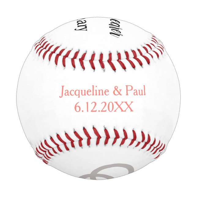 Ring Bearer Personalised Name Coral Baseball (Back)
