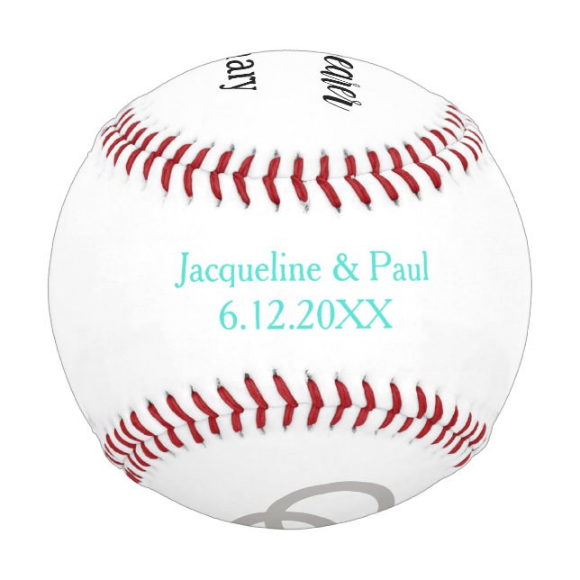 Ring Bearer Personalised Name Turquoise Baseball (Back)