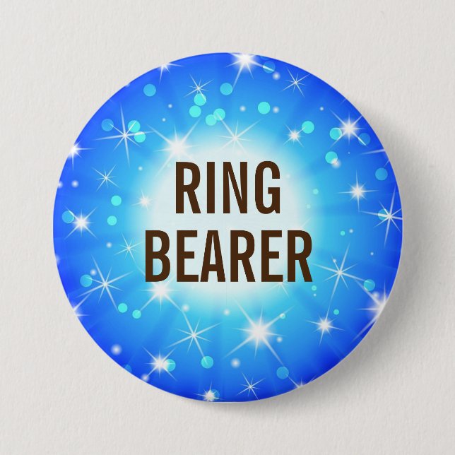 Ring bearer pin/button 7.5 cm round badge (Front)