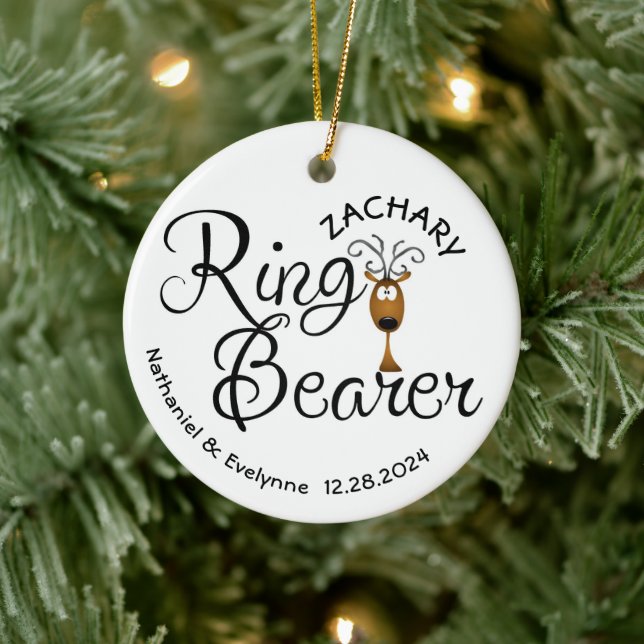Ring Bearer Reindeer Christmas Ceramic Tree Decoration (Tree)