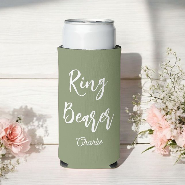 Ring Bearer Sage Green Wedding  Seltzer Can Cooler (Creator Uploaded)